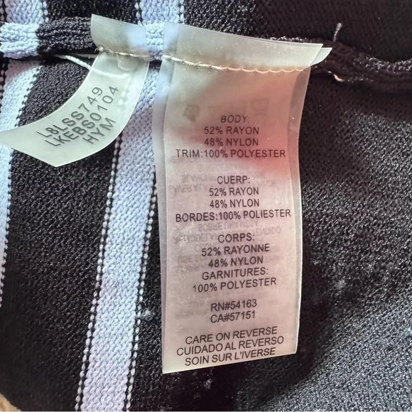 Karl Lagerfeld Paris Women's Striped Ribbed Sweater - Blue, White, Black-Size L - Picture 9 of 11